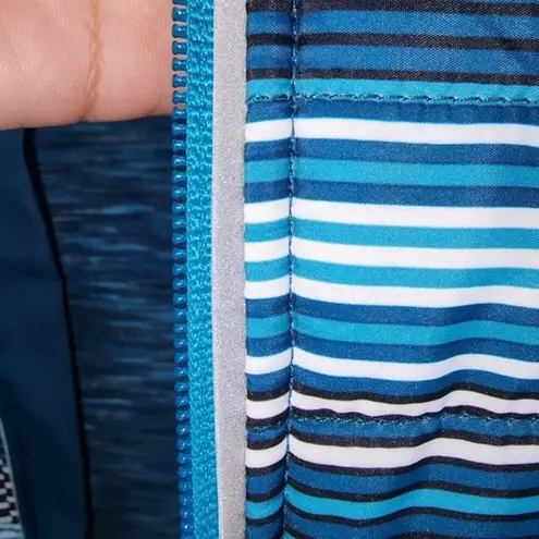 Jockey Hooded Jacket Quilted Sweatshirt Zip up Blue Teal Thumb Holes Size L Size L