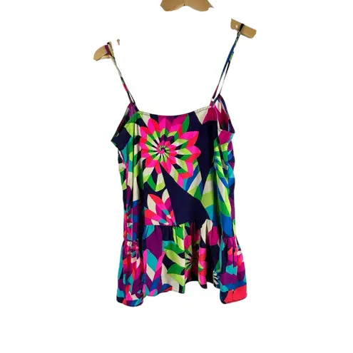 Julie Brown NYC Colorful Mod Silk Peplum Preppy Tank Size Small