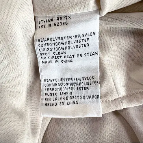 XScape 3D Floral Appliqué Midi Dress in Champagne Size 10