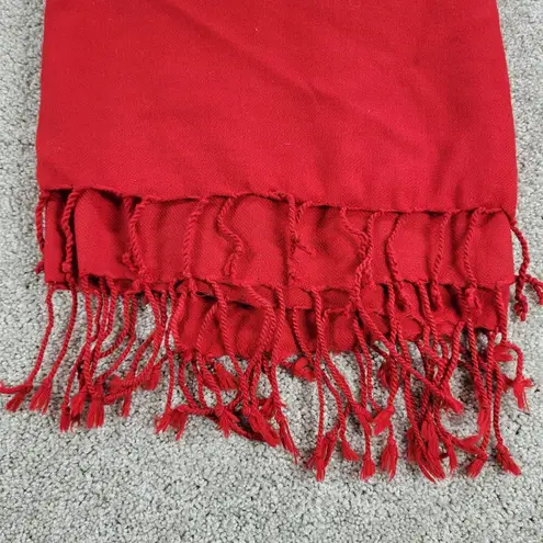 VINTAGE Company C Throw 44"W x 86" Red Pure Wool Knit Hand Twisted Fringe