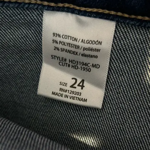 Hidden Jeans Happi Medium Wash Frayed Hem Cargo Crop Flare Size 24