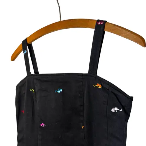 Rafaella Vintage Little Black Dress Y2K Unique Embroidered Colorful Sunglasses M