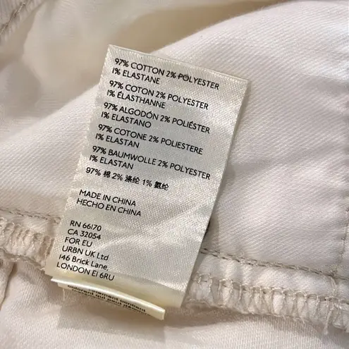 Pilcro Anthropologie Cream Denim Rolled Hem Distressed Shorts Size 30 Off White