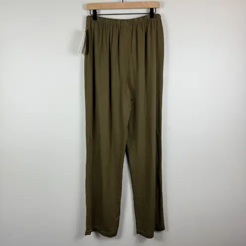 I.V.Y Pants Women L Oregano Drawstring Bohemian Straight Leg Trousers Lagen NWT Green Size L