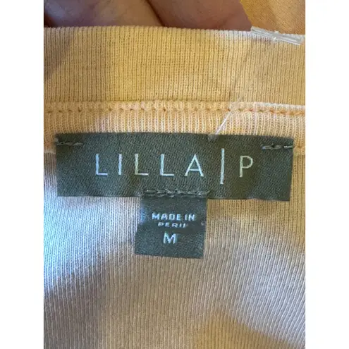 Lilla P Shirt Women Medium Pink Knit Curved Hem Bell Tee Athleisure Outdoor NWT