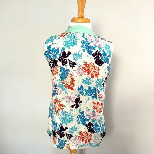 Annie Griffin Colorful Floral Silk Button Down Blouse Top size S