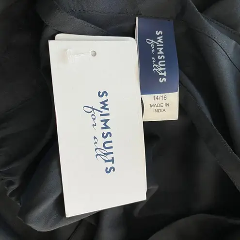 Swimsuits For All Coverup Dress 14/16 Black Blue Animal Print Belt New