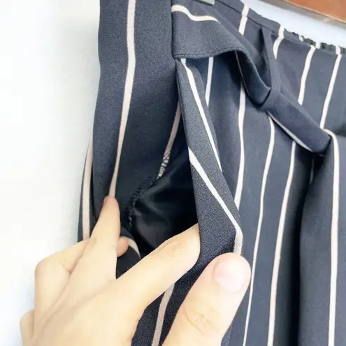 NEW Simply Emma Plus Size Gaucho Wide Leg Crop Pants Black Taupe Stripe Belted