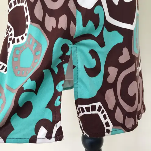 Milly Bergdorf Goodman Silk Bell Sleeves Brown Green Dress Women's Size S