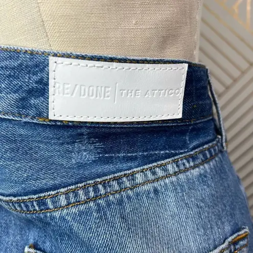 RE/DONE Attico Sculptural Folds Denim Skirt in Indigo Blue Size US 26