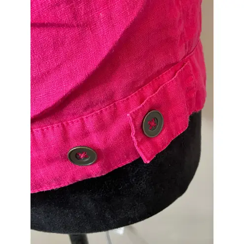 Michael Stars Linen Button Front Trucker Jacket Hot Pink Women's Boho Medium