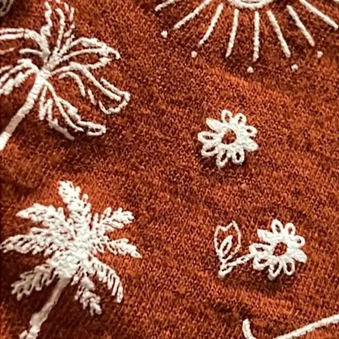 Sonoma  Brown Embroidered Sunshine State of Mind Short Sleeve Shirt Size Small