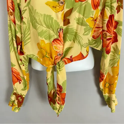 Faithfull the Brand Faithfull the Brand Crop Top Tie Front Size 6 Floral Yellow Tropical Blouse