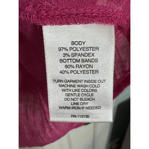 Rebecca Malone Fuschia Pink Long Sleeve Blouse, Lined, Knit Front, Large