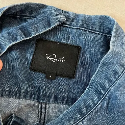 Rails Rhiannon Tie-Neck denim Chambray Dress size large