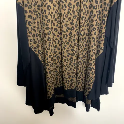 Alembika Chiu Oversized Cheetah Mock Neck Top Women XL Brown Black