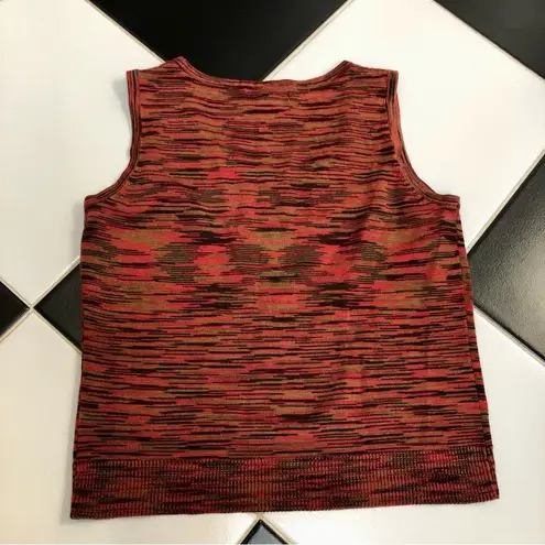 JM Collection Vintage Sleeveless Sweater Tank Top Red Spacedye Earth Tones sz S