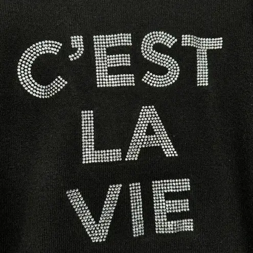 Karl Lagerfeld Sweater Women’s Size Small Black Ruffle “C’est La Vie” NWT