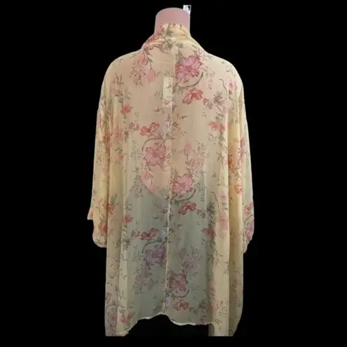 American Eagle NWT  AEO Floral Kimono Duster One Size Yellow