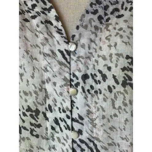 Rails Shirt Women Medium Ivory Linen Blend Thea The Rainbow Cheetah Print Blouse