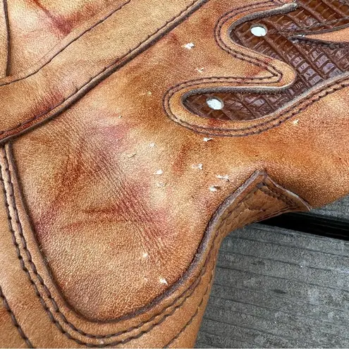 Capezio Miss Butterfly Boots stacked heel marbled brindle tan brown leather