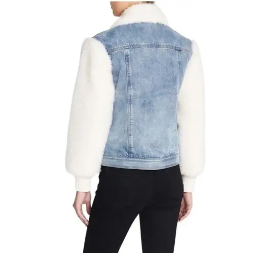 Rebecca Taylor LA VIE DENIM & FAUX FUR JACKET - LIGHT DENIM Size M
