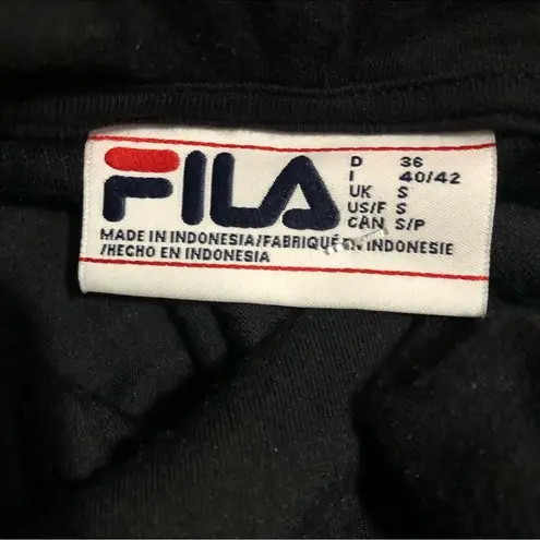 FILA  Aitana Black Velour Logo Cropped Hoodie Size Small