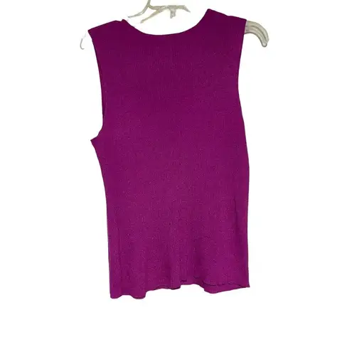 St. John Women's Purple Wool Blend Ribbed Sweater Sleeveless Size L