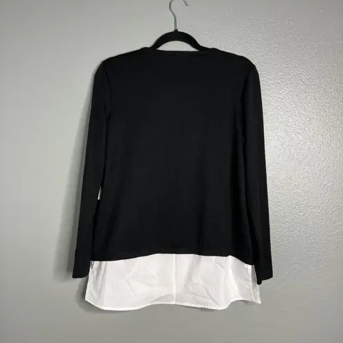 Preston & York Layered Lightweight Sweater Knit Top Size S Black White NWT
