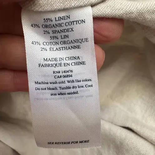 Faherty linen organic long sleeve beige neutral lightweight top size large L Tan