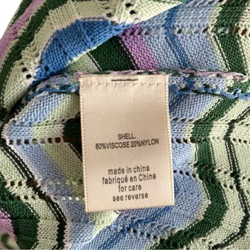 Torn By Ronny Kobo Chevron Crochet Knit Dress Midi Medium Space Dyed Sleeveless