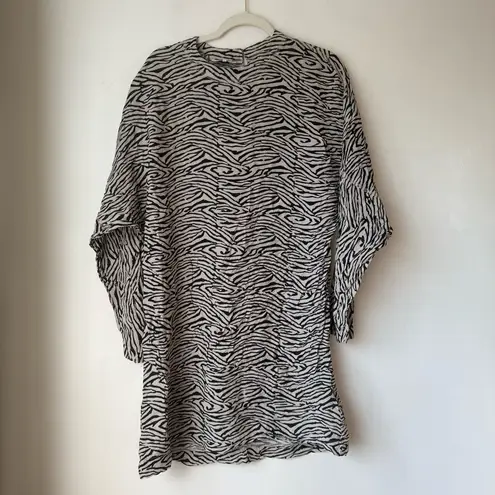 Nanushka Hierro Zebra Block Print Long Sleeve Mini Dress M Black Size M