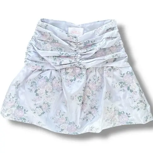 Selkie XS Lavender Pink Floral Ruched Mini Skirt Purple