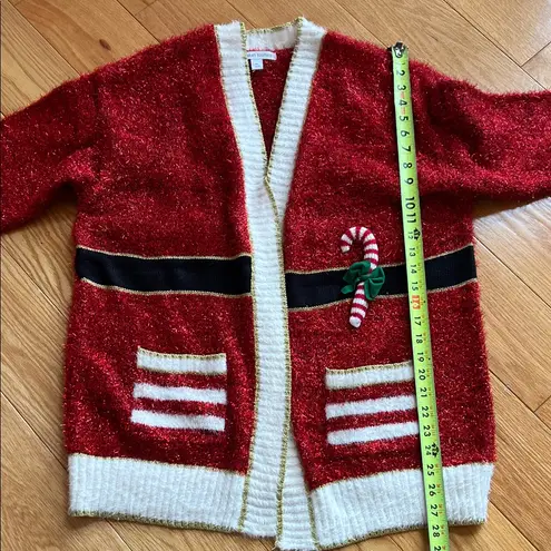 Ugly Christmas sweater Cardigan with Candy Cane Design oversized be the present! Red Size M