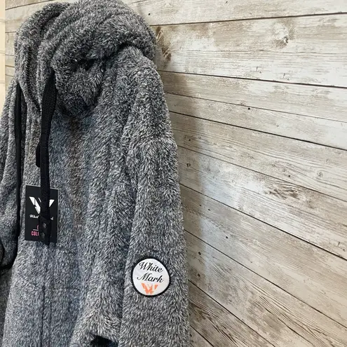 White Mark Cozy Collection Womens 2XL Jacket Gray Zip Hooded Sherpa Lounge NWT Size XXL