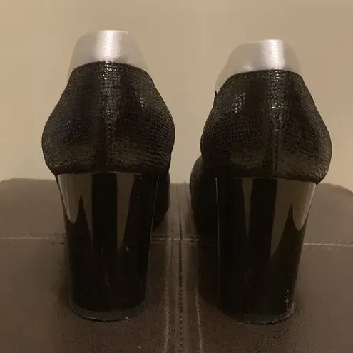 Hogan Leather Sequin Heels Black Size 5.5