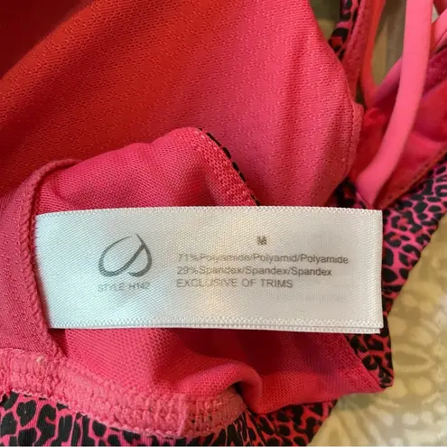 CRZ Yoga Pink & Black Leopard Print Low Support Strappy Back Sports Bra Medium