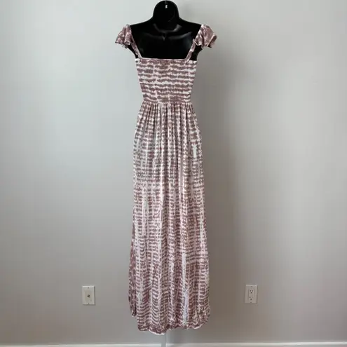 Tiare Hawaii Tie Dye Maxi Dress Smocked Bodice Boho Vacation sz OS NWOT