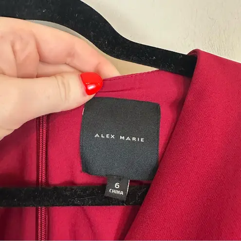 Alex Marie | Red Flutter Sleeve Tie Waist Formal Jumpsuit Size 6