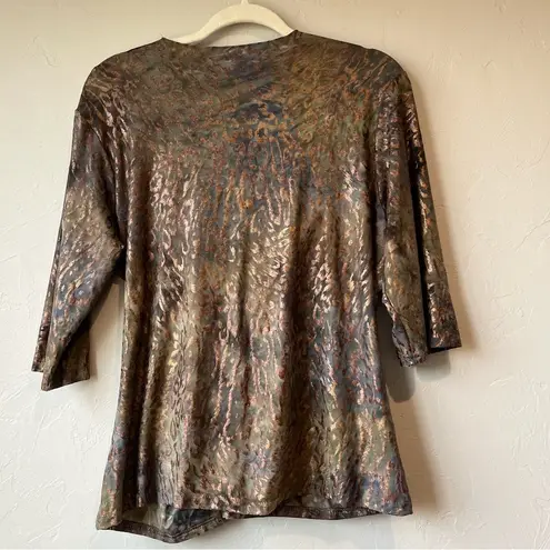 Y2k metallic cheetah 90s spice print animal mob boss cowl neck rachel copper low Brown Size L