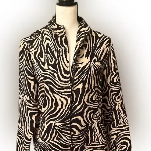 Birch Hill Animal Print Zip Up Jacket Zebra Pattern Long Sleeve Retro Y2K Style Tan Size M