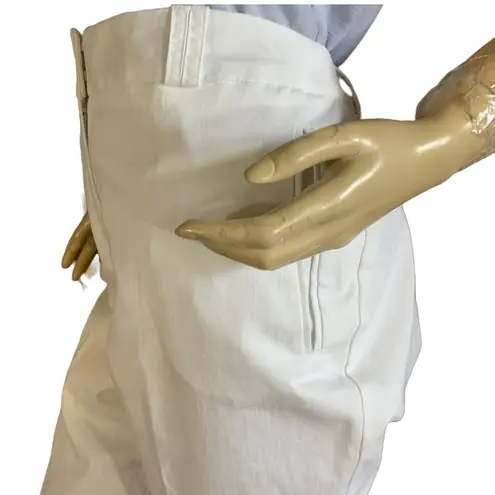 Larry Levine WHITE CROPPED LEG CUFF HEM TROUSERS (10)