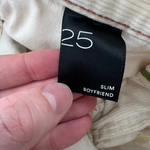Pilcro Anthropologie Women 25 Slim Boyfriend Corduroy Pants Cream Cotton