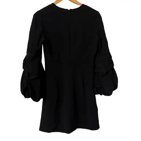 Alexis  Fia Plunging Black Balloon Ruffle Long Sleeve Dress