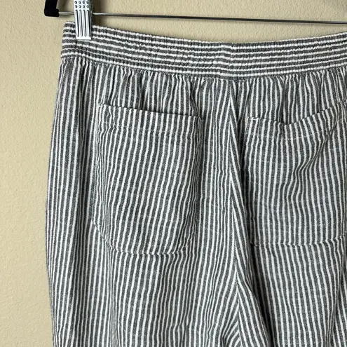 Old Navy Linen Drawstring Wide Leg Pants Trousers Striped Size Medium Petite