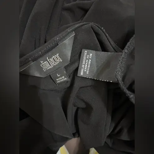 Slim Factor by Investments Women’s Large Black Jersey Silver Chain Top, Pull On