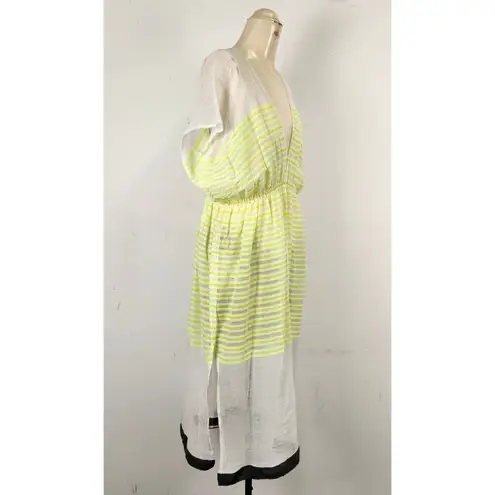 Lemlem Neon Stripe Maxi Dress Cover-Up Caftan V-Neck Beach Resort Pool Large