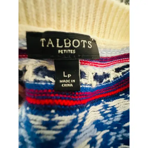 Talbots  Fair Isle Fringe Pullover Wool Blend Sweater Womens Large Petite LP Boho - Image 5