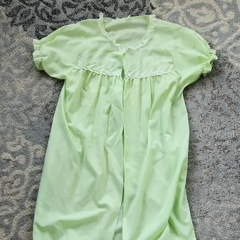 Vintage 2 Piece Nightgown Robe Set with Lace Trim Light Green Size undefined
