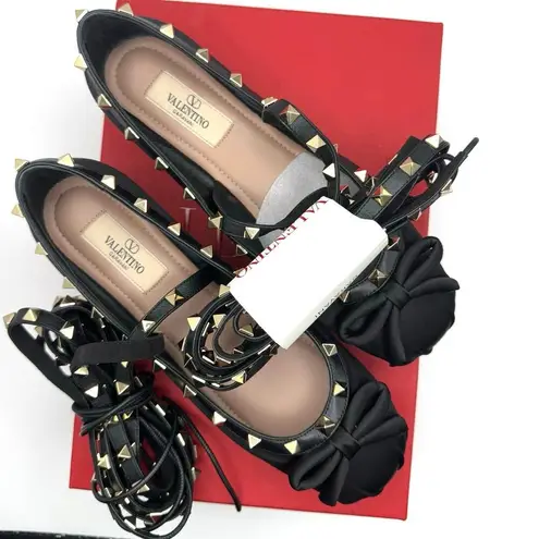 Valentino Garavani Black Rockstud Ballerina Flat Nero 38.5